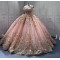 Crystals Pink Quinceanera Dresses 3D Flowers Appliques Sweetheart Neck Sequin Bling Custom Made Vestido De 15 Anos